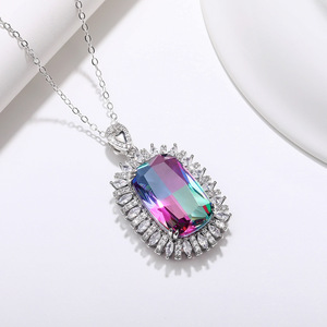 Collar con colgante de piedra de colores degradados para mujer, amuleto grande, regalo de joyería de moda - Product Image 6