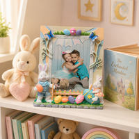 Cadre photo en résine de lapin de Pâques pour photo de 5 x 7 pouces