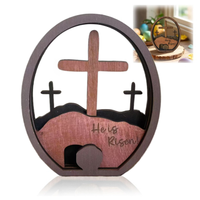 Ornement de scène de la nativité de Jésus en bois fait à la main pour décorations d'anniversaire de Pâques de Noël religieux Art déco pour mariage