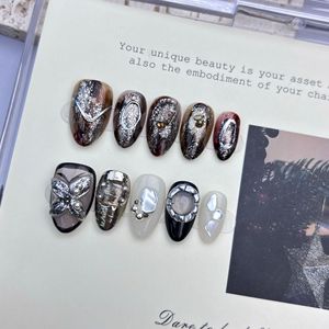 Kit de faux ongles à presser 3D French Tip, vente en gros, faits main, courts, en forme d'amande, personnalisés, en gel souple - Product Image 6