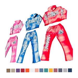 Conjunto de Chándal Oversize Personalizado OEM de Algodón para Hombre, Invierno, con Sudadera Estampada y Efecto Desgastado, Conjuntos de Chándal con Lavado Ácido para Hombre - Product Image 1