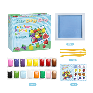 Kit de loisirs créatifs en argile auto-durcissante pour cadre photo, thème fruits, non toxique, sans cuisson, sûr pour les enfants, personnalisable, jouet éducatif, cadeau - Product Image 2