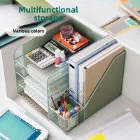 Organisateur de bureau en métal à plusieurs niveaux avec bords inclinés, support de livres, porte-documents simple en fer forgé, fabriqué en Chine