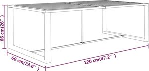 Hiện đại ngoài trời bàn ăn 120x60x66 cm nhôm bền kim loại cho sân sử dụng - Product Image 3