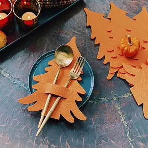 Juego de 4 cubiertos para mesa de comedor, cubiertos de fieltro, bolsillo, decoración navideña