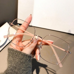 2026 Fashion Oversized Square Eyewear Retro chrome heart glasses Light Blocking Metal <b>Frame</b> Glasses Optical Computer <b>Eyeglasses</b> - Product Image 2