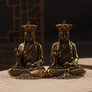 Estatuas de Buda Vairocana de Latón, 2 Piezas, Figuras Hechas a Mano, Decoración de Mesa, Esculturas Metálicas Artesanales - Product Image 1
