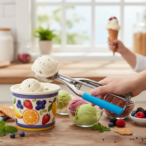 Cucchiaio immerso in Silicone in metallo personalizzabile per uso domestico a forma di palla motivo di frutta fai da te - Product Image 3