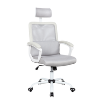 Chaise de bureau ergonomique à dossier en maille, appui-tête réglable, chaise de bureau pivotante en tissu, chaise de bureau à domicile respirante, roulettes en nylon, BIFMA X5