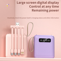 AXPB-007, Batería Externa Mini de 10000mAh en Oferta, con Cuatro Cables Integrados, Portátil, de Gran Capacidad, con Pantalla Digital
