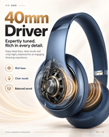 Casque sans fil pour le télétravail avec micro anti-bruit, casque sans fil à réduction active du bruit