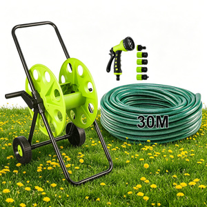 VERTAK Dévidoir de tuyau portable 30m avec réservoir d'eau intégré et enrouleur, en PVC et 7 modes de jet, pour jardin et maison - Product Image 1