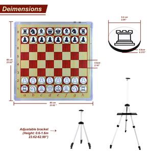 Tablero de Ajedrez Magnético de Demostración con Soporte de Trípode Ajustable, 34 Piezas Magnéticas, 60*60cm, Diseño de Madera, Juego de Ajedrez para Enseñanza y Exhibición - Product Image 4