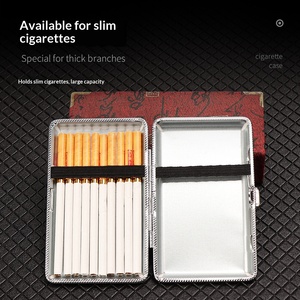 <span class=keywords><strong>Étui</strong></span> à cigarettes fin en métal pour femmes, capacité de 20 cigarettes, grande capacité, bande élastique, portable - Product Image 3