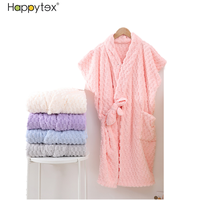 Robe de bain enveloppante en polaire corail super douce, respirante et à séchage rapide pour femme, collection Printemps-Automne 2024