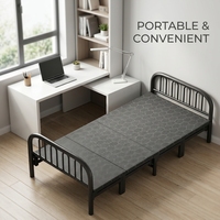 Cadre de lit pliant en métal portable, lit d'appoint robuste pour petits espaces, lit pliant gain de place