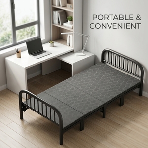 Letto Pieghevole Portatile in Metallo, Letto Singolo Robusto per Ospiti, Ideale per Piccoli Spazi, Lettino <span class=keywords><strong>Salvaspazio</strong></span> Pieghevole - Product Image 3