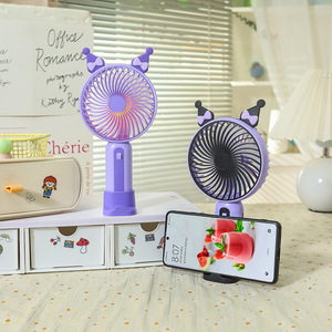 Ventilateur portable de dessin animé avec lumière LED, batterie rechargeable, moteur DC 5W, pour bureau - Product Image 2