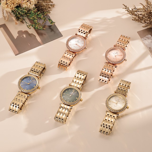 New Stainless Steel Strap Women's Watches - Fashionable, Minimalist Oval Diamond-Embedded Wristwatches