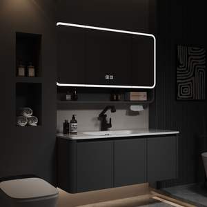 Italian style minimalist seamless basin lighting defogging intelligent <b>mirror</b> <b>wall</b> mounted bathroom cabinet - Product Image 3
