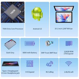 Giáo dục 10.1 inch máy tính bảng PC t606 CPU 12GB ram128gb Rom 5.0M + 8.0M máy ảnh hỗ trợ 5G Wifi máy tính bảng PC - Product Image 2
