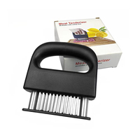 Attendrisseur de viande manuel rapide à aiguilles, 48 lames, noir ABS+SS 430, antiadhésif, facile à nettoyer, 12 cm, pour steak de bœuf juteux, grillades, usage domestique