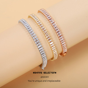 Shiny Selection Rose Gold Zircon <b>Bracelet</b> Channel Setting Party Jewelry Women's Fashion Cuff <b>Bracelet</b> - Product Image 3