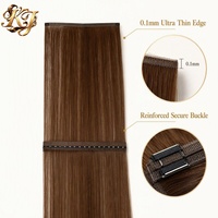 Extensions de cheveux réutilisables OEM/légères, 100 % cheveux humains vierges Remy, double épaisseur, design fin, aspect naturel invisible