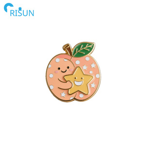 Pin de broche de esmalte de melocotón bonito de fruta personalizada gradiente personalizado Eat Me Pin de culo de melocotón jugosos melocotones suave esmalte duro Pin de solapa insignia - Product Image 3