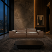 Canapé modulaire en cuir minimaliste italien, canapé sectionnel carré, canapé en cuir véritable pour salon, taille personnalisée OEM ODM