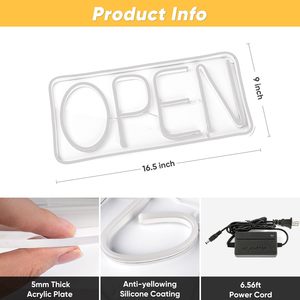 Letrero <span class=keywords><strong>LED</strong></span> de 16.5 Pulgadas con Intensidad Regulable, DC12V (2 Formas a Elegir), Letreros <span class=keywords><strong>LED</strong></span> para Negocios, Tiendas, Bares, Cafeterías, Restaurantes, Letrero <span class=keywords><strong>LED</strong></span> de Neón Abierto - Product Image 5