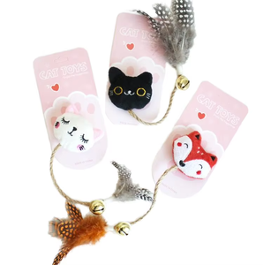 Jouet pour chat en forme de renard écologique avec cloche à plumes, jouets en peluche interactifs pour chatons - Product Image 1