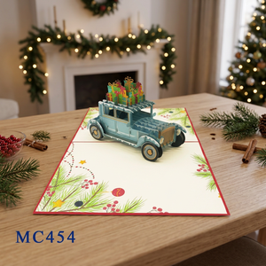 Carte de vœux de Noël 3D pop-up tendance, faite main, découpée en papier, pour cadeaux de voiture, carte cadeau personnalisée de Noël, Hanoi Offset - Product Image 3