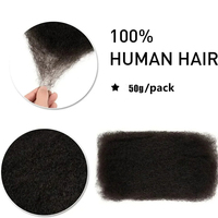 Extensions de cheveux afro crépus en vrac, 50 grammes, 16 pouces, pour la réalisation de tresses, de torsades et de dreadlocks, cheveux humains crépus bouclés naturels en vrac