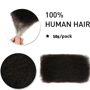 Extensions de cheveux afro crépus en vrac, 50 grammes, 16 pouces, pour la réalisation de tresses, de torsades et de <span class=keywords><strong>dreadlocks</strong></span>, cheveux humains crépus bouclés naturels en vrac - Product Image 6