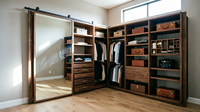Armoire-penderie à portes coulissantes avec miroirs et rails à fermeture douce pour appartements peu spacieux