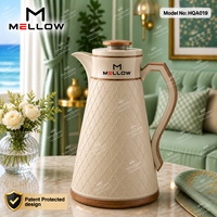 Carafe à café isotherme raffinée OEM 1,0 L, gris moyen, motif treillis cintré, en PP avec intérieur en verre, anse et anneau dorés, pour restaurant