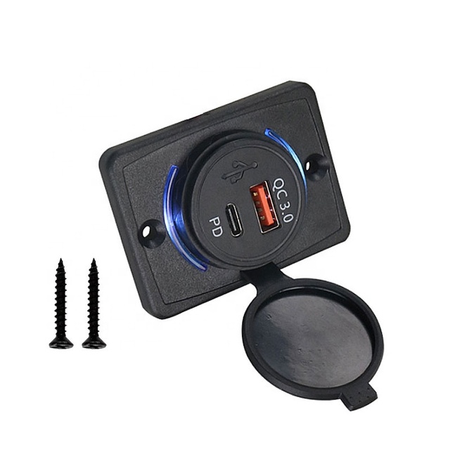 DC 12V 24V Panel Mount Train Tram Marine Boat Car Bus Seat QC 3.0 and Type C Bus USB Charger