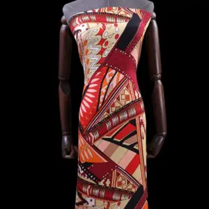 2023 Hot Selling 100% Pure Silk Crepe de chine Fabric with Bohemia African style Printed Textile