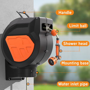 Carretel de Mangueira Retrátil Automático de Plástico Fosco Resistente para Montagem em Parede com Mangueira de 15m/25m para Irrigação de Varandas - Product Image 6