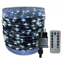Luces LED SMD2835 Decorativas para Jardín, Navidad, Bodas y Fiestas, de 50 Metros, 24V, 8 Modos, con Cable de Cobre Verde Oscuro, Resistentes al Agua IP65