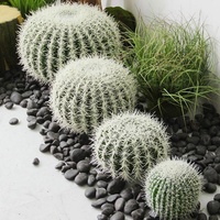 Qihao Grand cactus artificiel d'intérieur et d'extérieur, décoration naturelle, cactus en plastique artificiel, boule de cactus en EVA