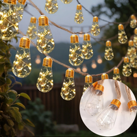 Guirlande lumineuse LED solaire d'extérieur en corde de chanvre avec fil de cuivre, décorative pour jardin et fêtes, style vintage
