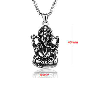 क्लासिक स्टेनलेस स्टील बुधा देवता पेलेंट हार हिप हॉप कास्टिंग थेल और अभिभावक देवदूत एमुलेट पेलेंट हाथी गहने - Product Image 6