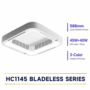2026 Bladeless Ventilador De Techo Flush Mount Smart APP <b>Control</b> Dimmable Square Led <b>Ceiling</b> Fan with <b>Light</b> and <b>Remote</b> - Product Image 1