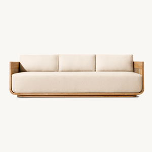 Ensemble <span class=keywords><strong>de</strong></span> canapés <span class=keywords><strong>de</strong></span> jardin <span class=keywords><strong>de</strong></span> luxe modernes en rotin PE, cannage et bois <span class=keywords><strong>de</strong></span> teck, avec coussins imperméables pour villas - Product Image 1