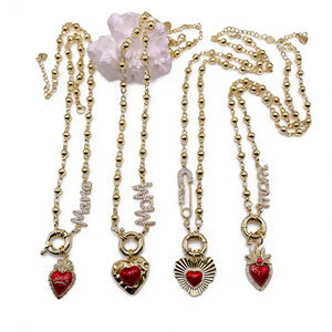 BD-L5383 <span class=keywords><strong>2026</strong></span> Collar con Diseño Único de Sagrado Corazón Rojo, Gargantilla para Mujer, Collar con Colgante de Cruz, Collar Chapado en Oro, Joyería - Product Image 1