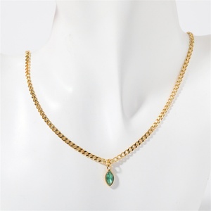 Wholesale Women Gold Plated Rhinestone <b>Necklace</b> Custom Luxury Stainless Steel Colorful Zircon Pendant Rope Chain Gift - Product Image 5