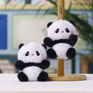 Porte-clés en peluche panda mignon avec joues roses, animal en peluche doux, breloque de sac, pendentif de sac à dos, mini jouet, cadeau pour enfant, vente en gros - Product Image 5