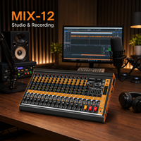 AOFO MIX-12 Console de mixage audio professionnelle 12 canaux avec 99 DSP Bluetooth USB Alimentation fantôme 48V Construction métallique Enregistreur intégré